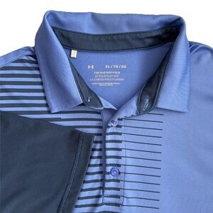 Under Armour Men's Blue Striped Playoff Polo Active Golf Shirt, Size XL